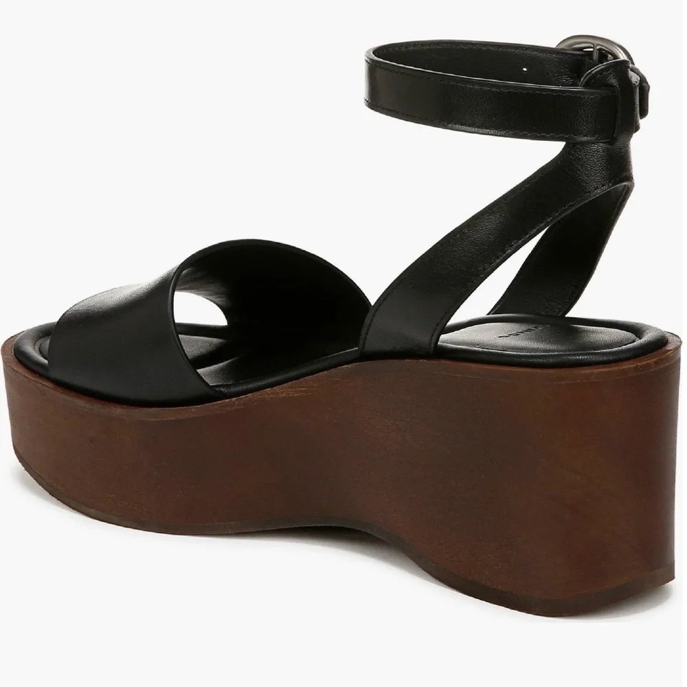NIB Vince Phillipa Black Leather Platform Sandals - Size 8 Women’s